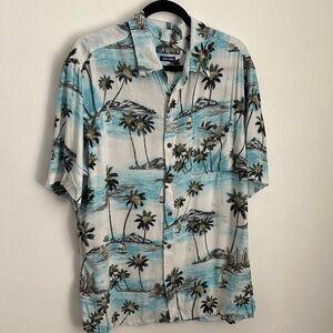 Cayman Blue and White Palm Tree Men's Shirt